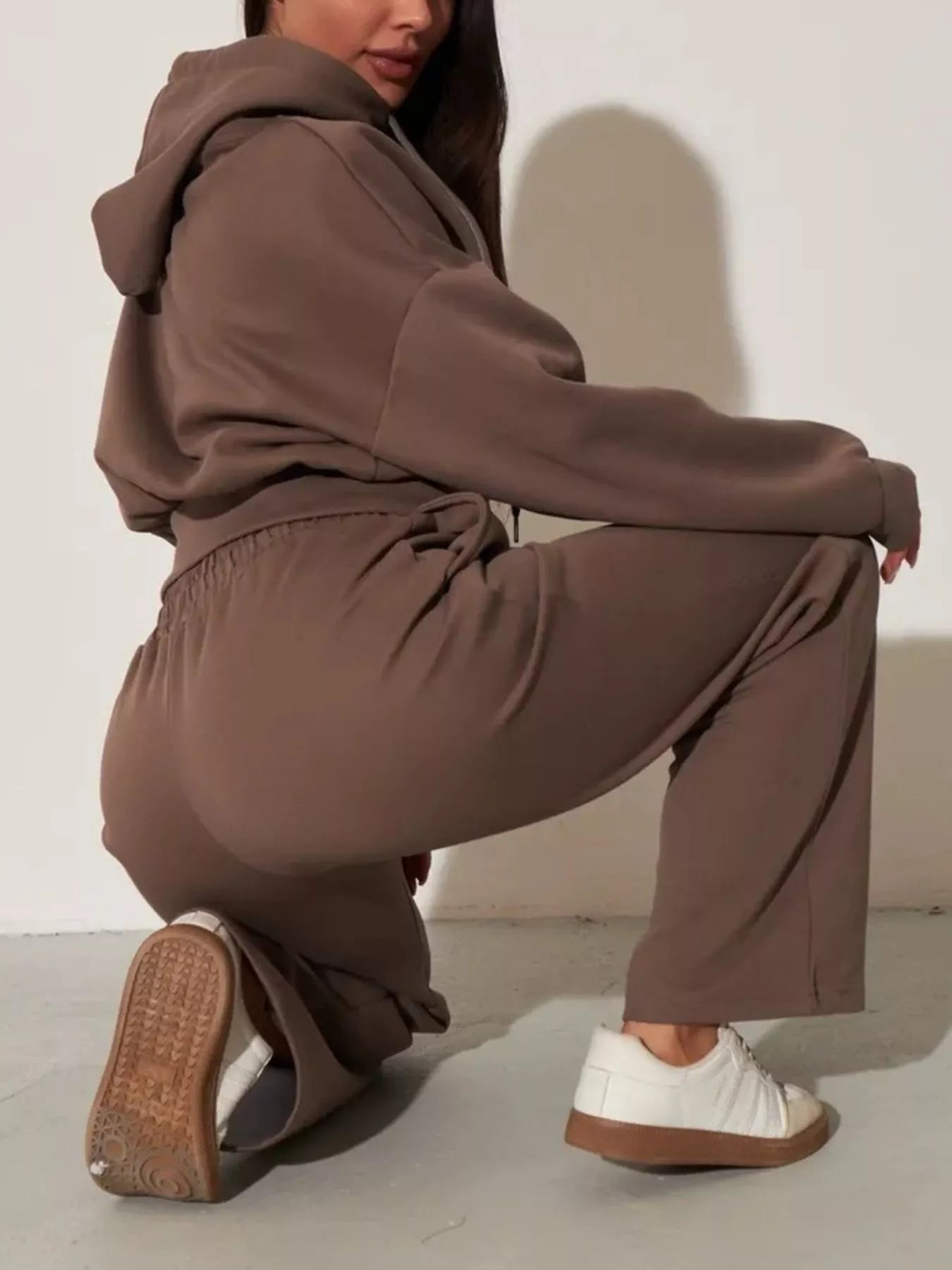 Zip-Up Hoodie and Wide-Leg Pants Set