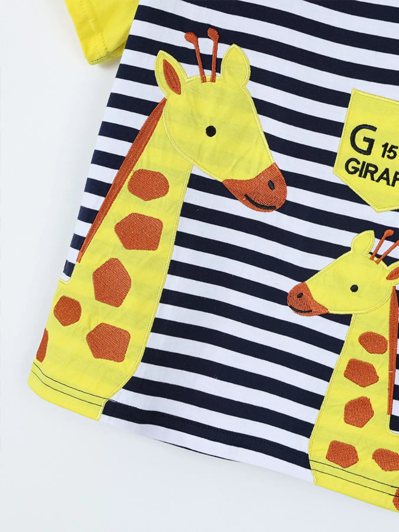 Children's Giraffe Embroidered Striped T-Shirt
