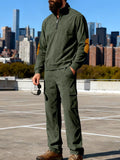 Men's Full Size Casual Long Sleeve Top & Pants Set Plus Size
