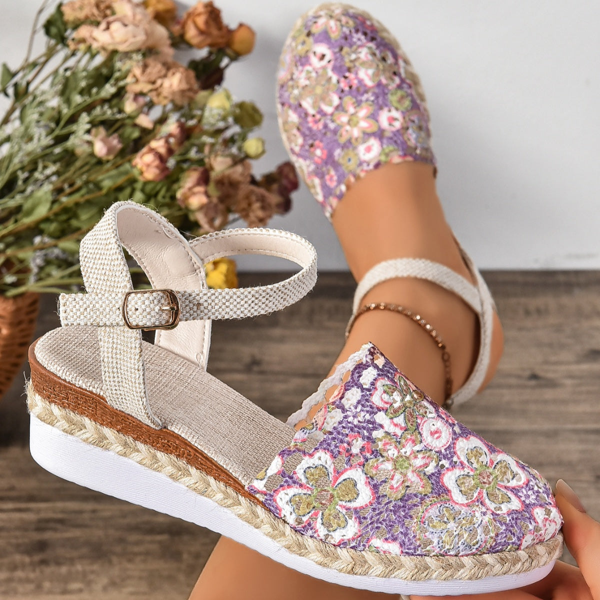 Round Toe Wedge Sandals