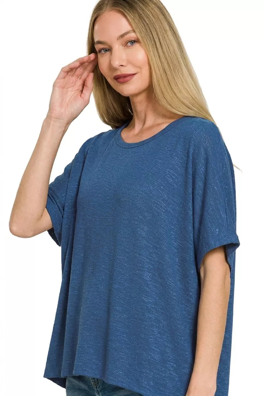 Zenana Oversized Slub Hacci Top