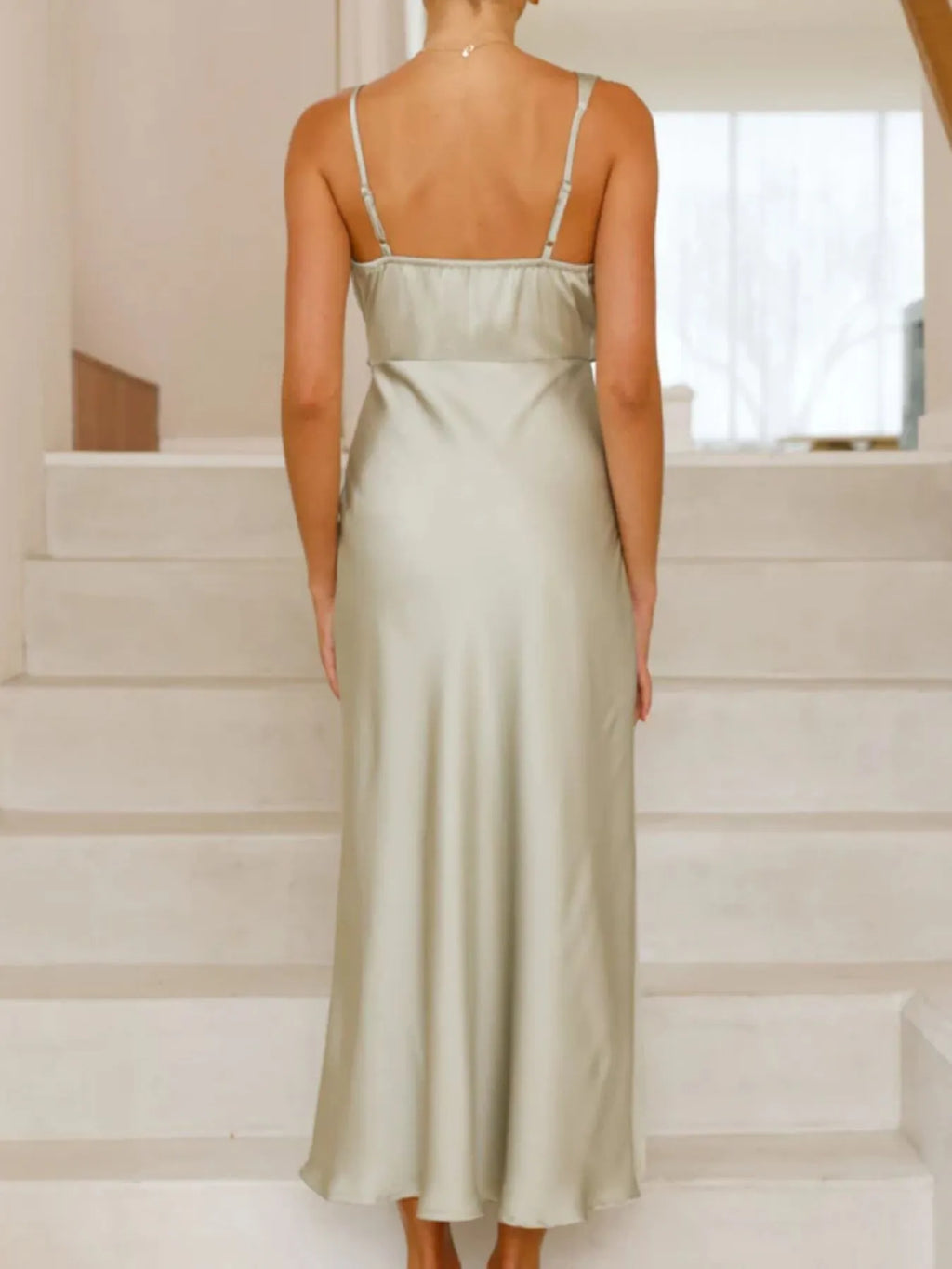 Satin Asymmetrical Midi Dress