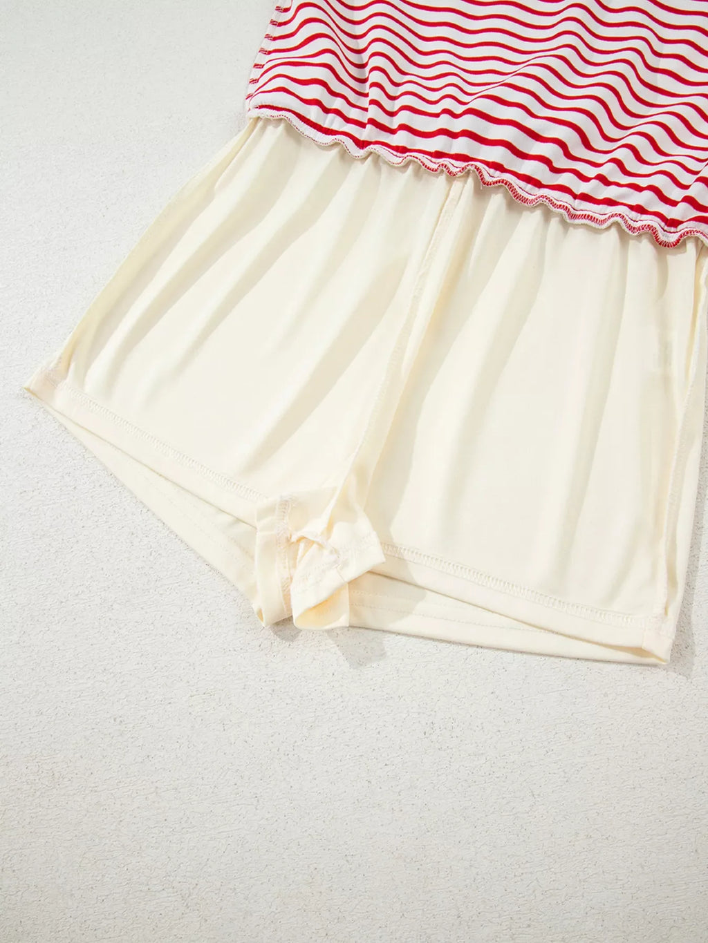 Stripe Collared V Neck Drop Shoulder Pullover and Skort 2pcs Outfit