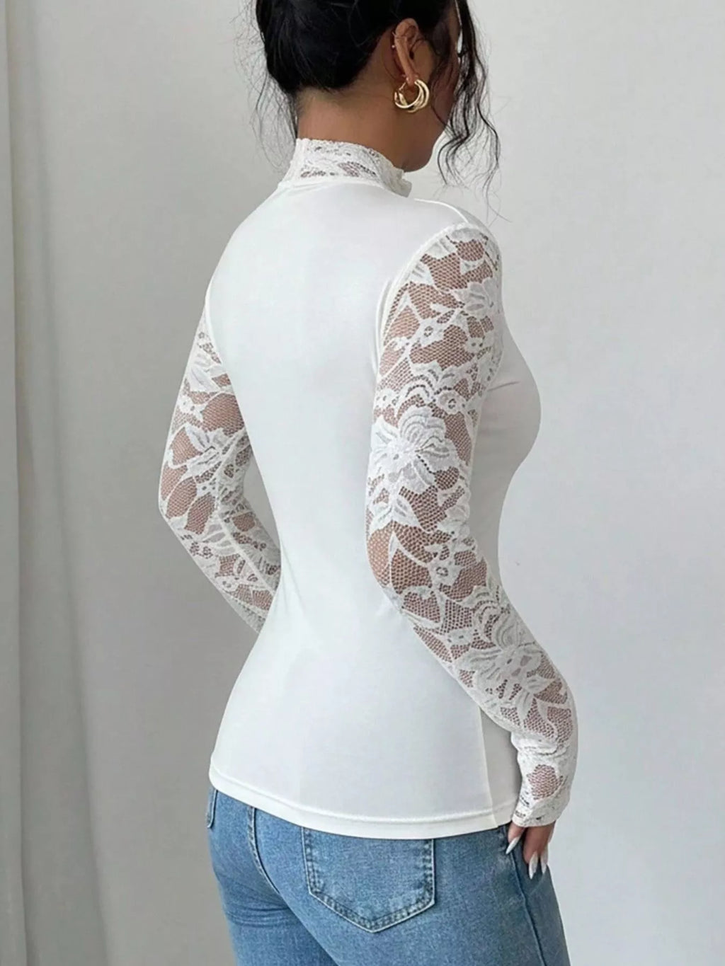 Lace Sleeve Long Sleeve T-Shirt