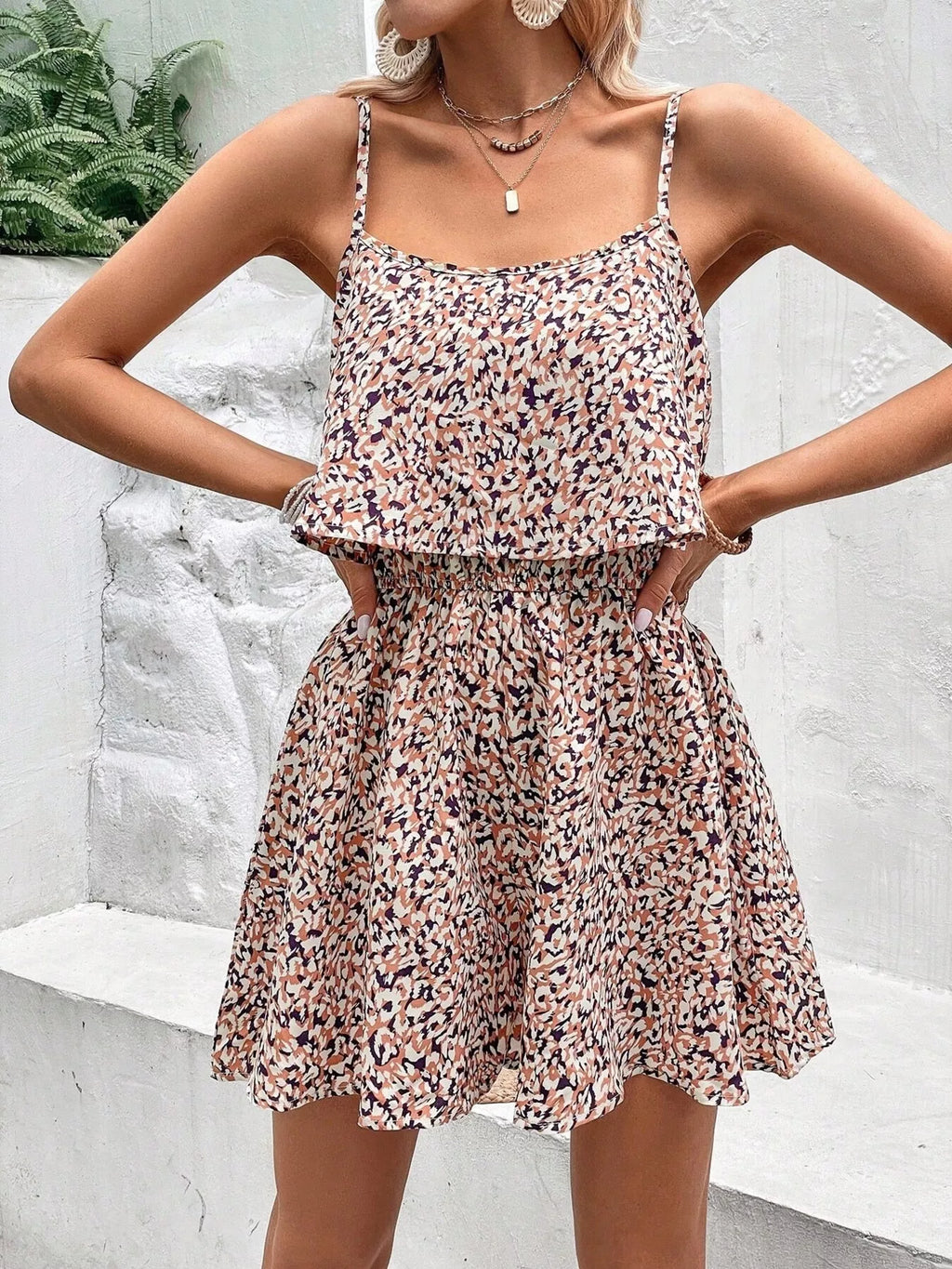 Printed Spaghetti Strap Romper