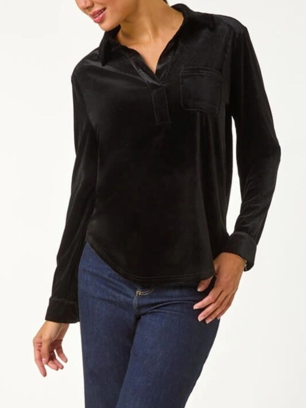 Velvet Long Sleeve Blouse