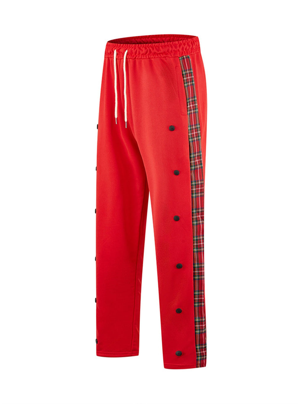 Men's Full Size Drawstring Plaid Side Stripe Pants Plus Size