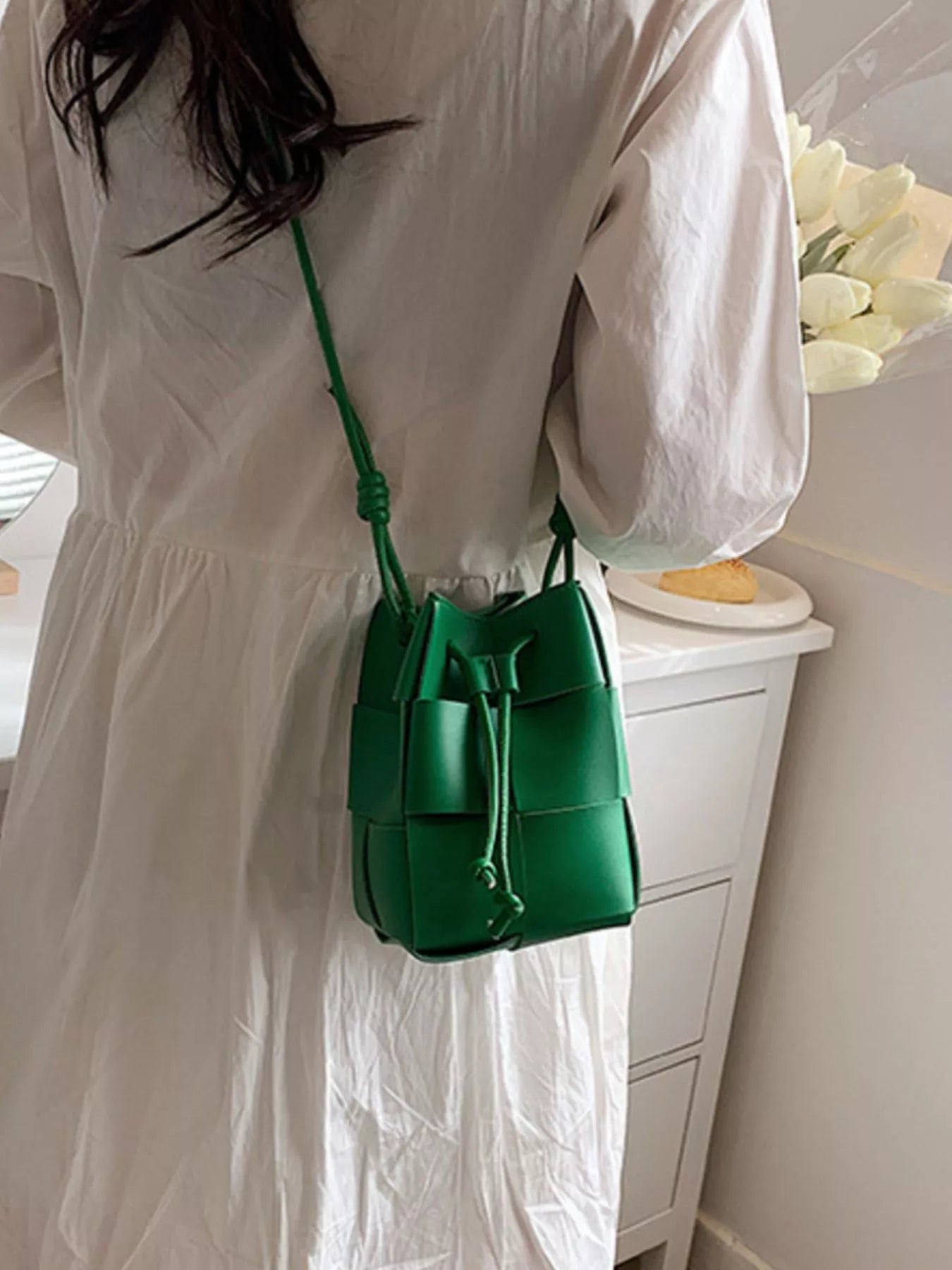 Woven Bucket Crossbody Bag
