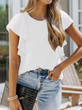 Full Size Ruffled Sleeve Ribbed Knit T-Shirt Plus Size