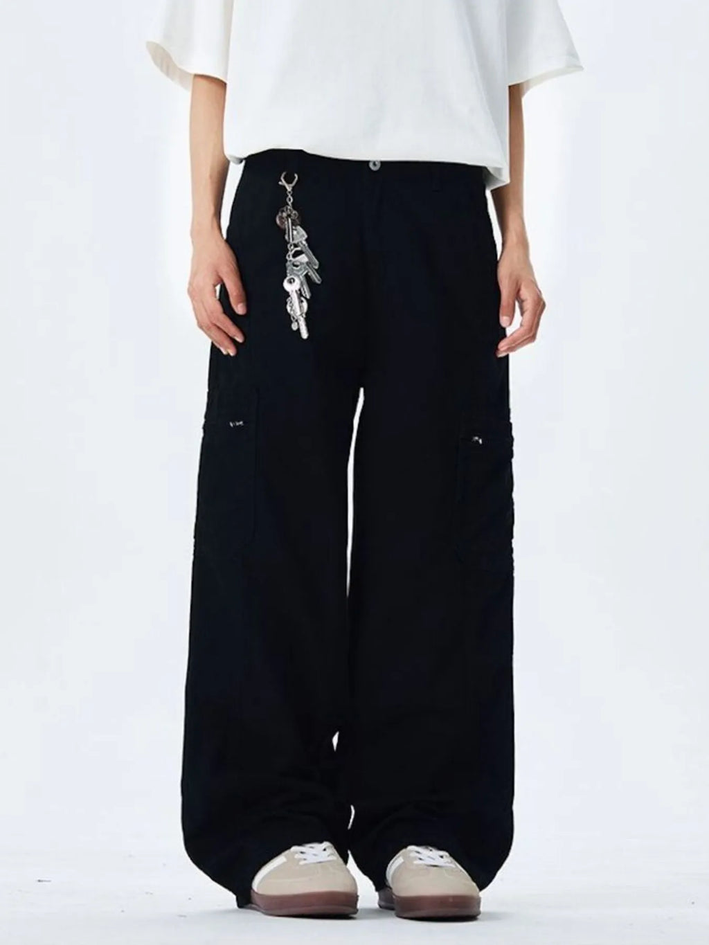 Men's Wide Leg Cargo Pants with Multi Pockets