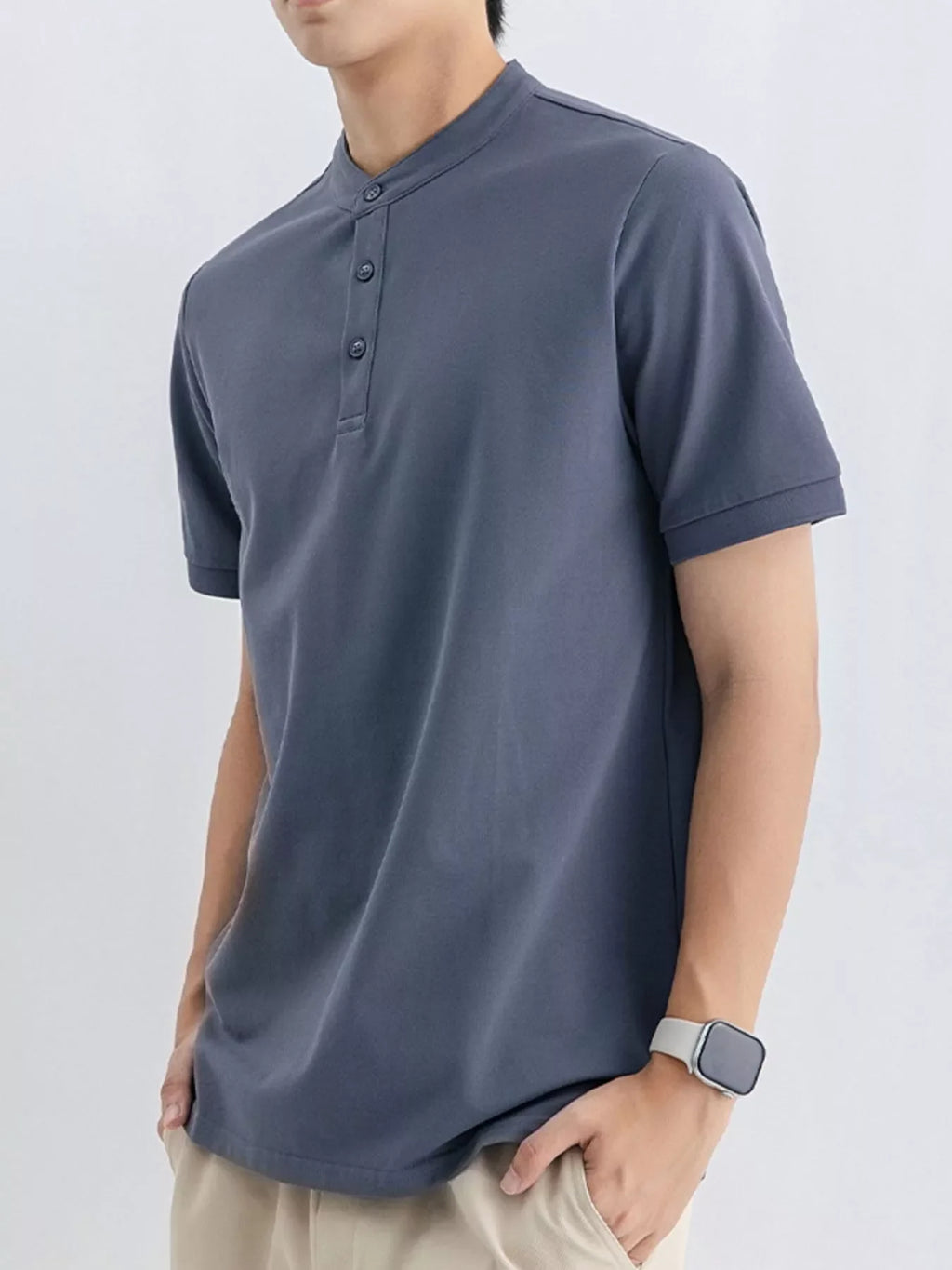 Men's Plus Size Button Detail Short Sleeve T-Shirt