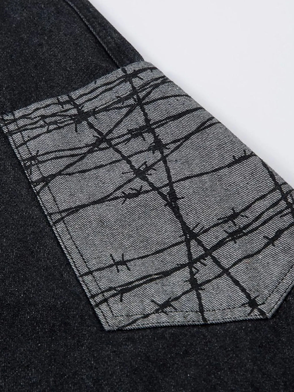Men's Wide Leg Cargo Jeans with Contrast Panels