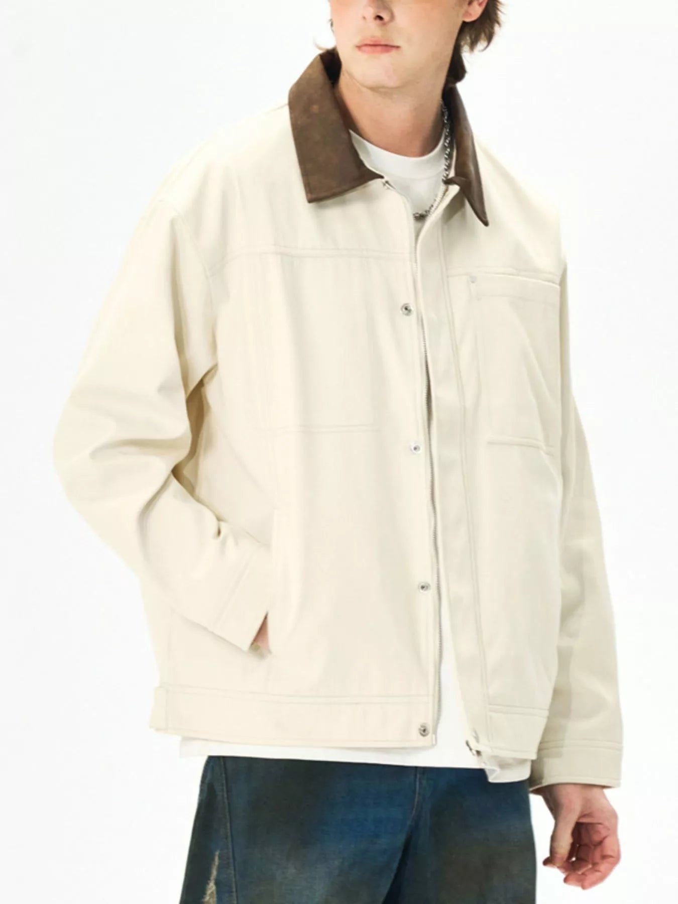 Men's Plus Size Snap Down Long Sleeve Jacket