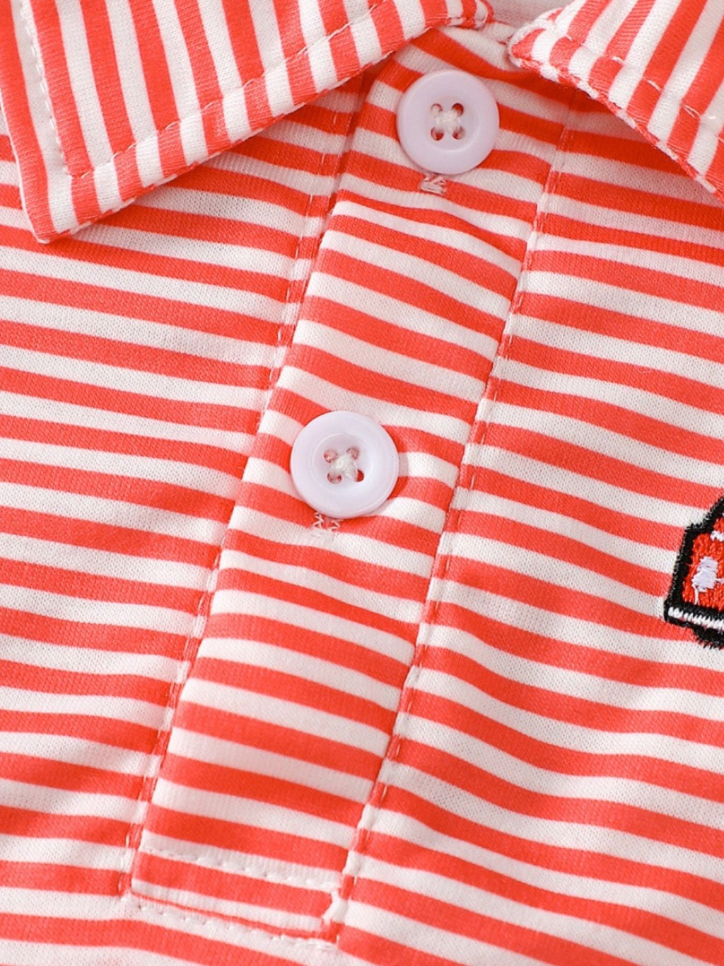 Children's Striped Firetruck Embroidered T-Shirt