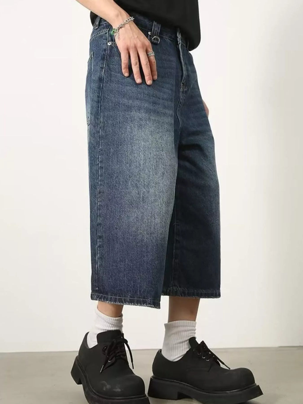 Men's Full Size Wide Leg Cropped Jeans Plus Size