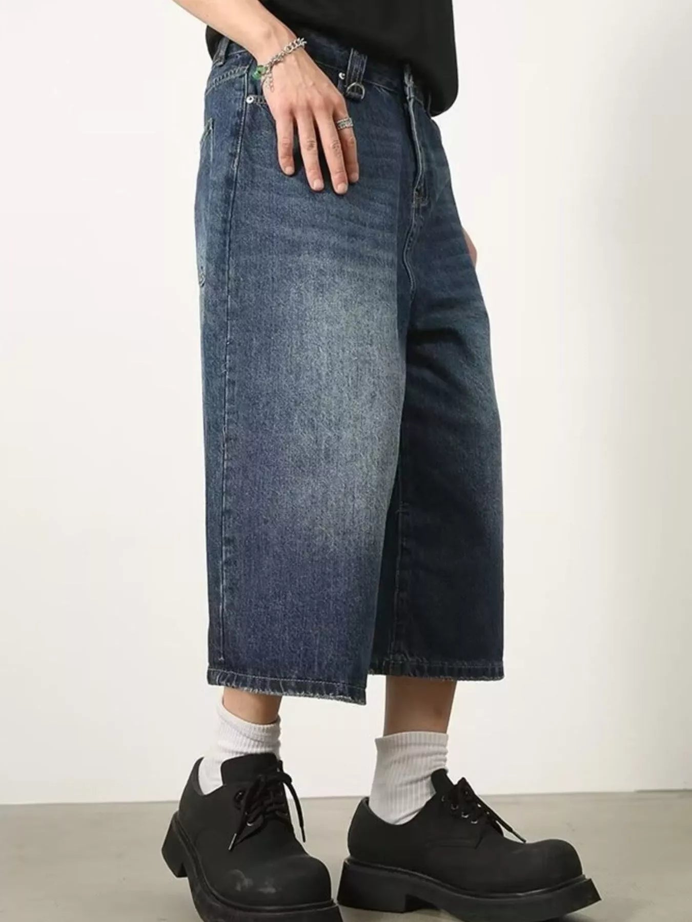 Men's Full Size Wide Leg Cropped Jeans Plus Size