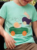 Children's Snail and Bunny Race Graphic Short Sleeve T-Shirt