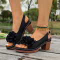Floral Decor Chunky Heel Sandals
