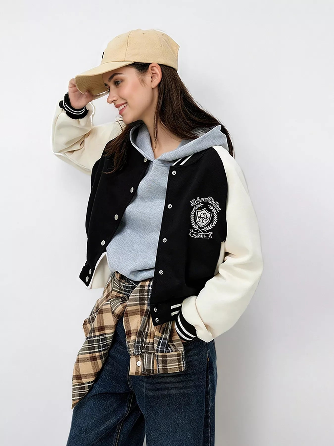 Contrast Sleeve Snap Down Jacket