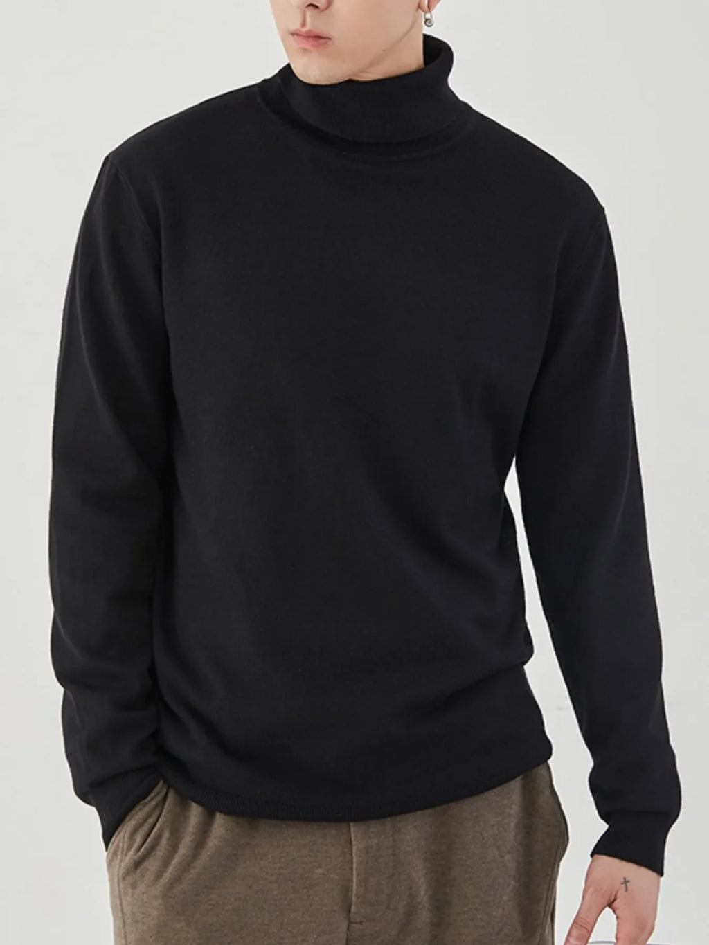 Men's Plus Size Ribbed Hem Long Sleeve Sweater