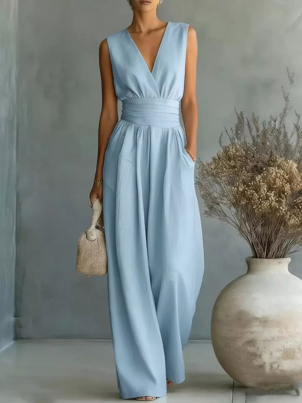 Full Size Sleeveless Wide Leg Jumpsuit Plus Size
