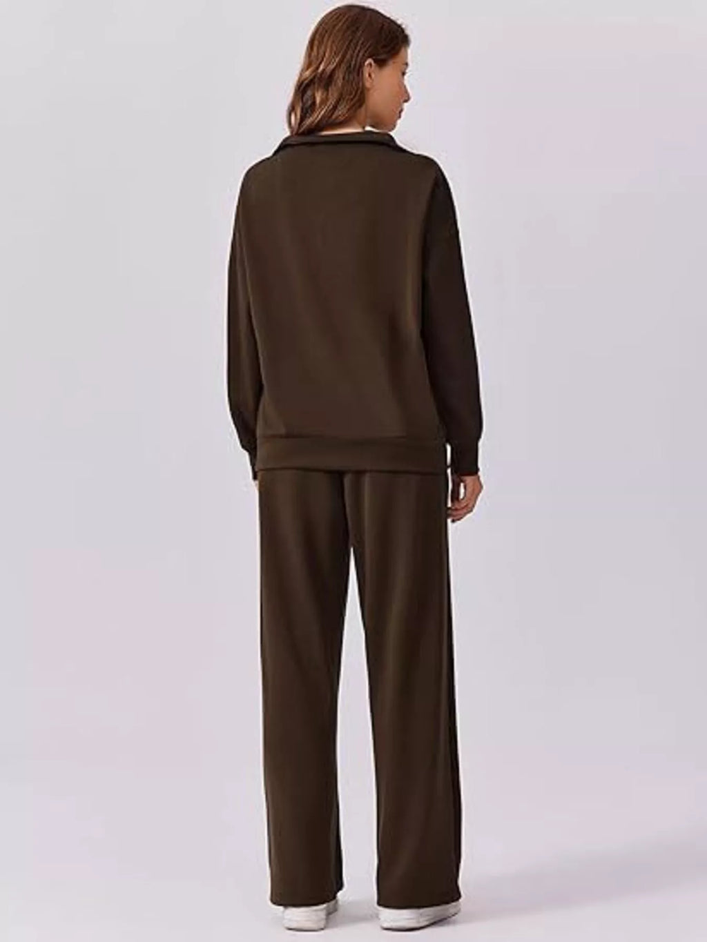 Relaxed Fit Quarter-Zip Top and Pants Set
