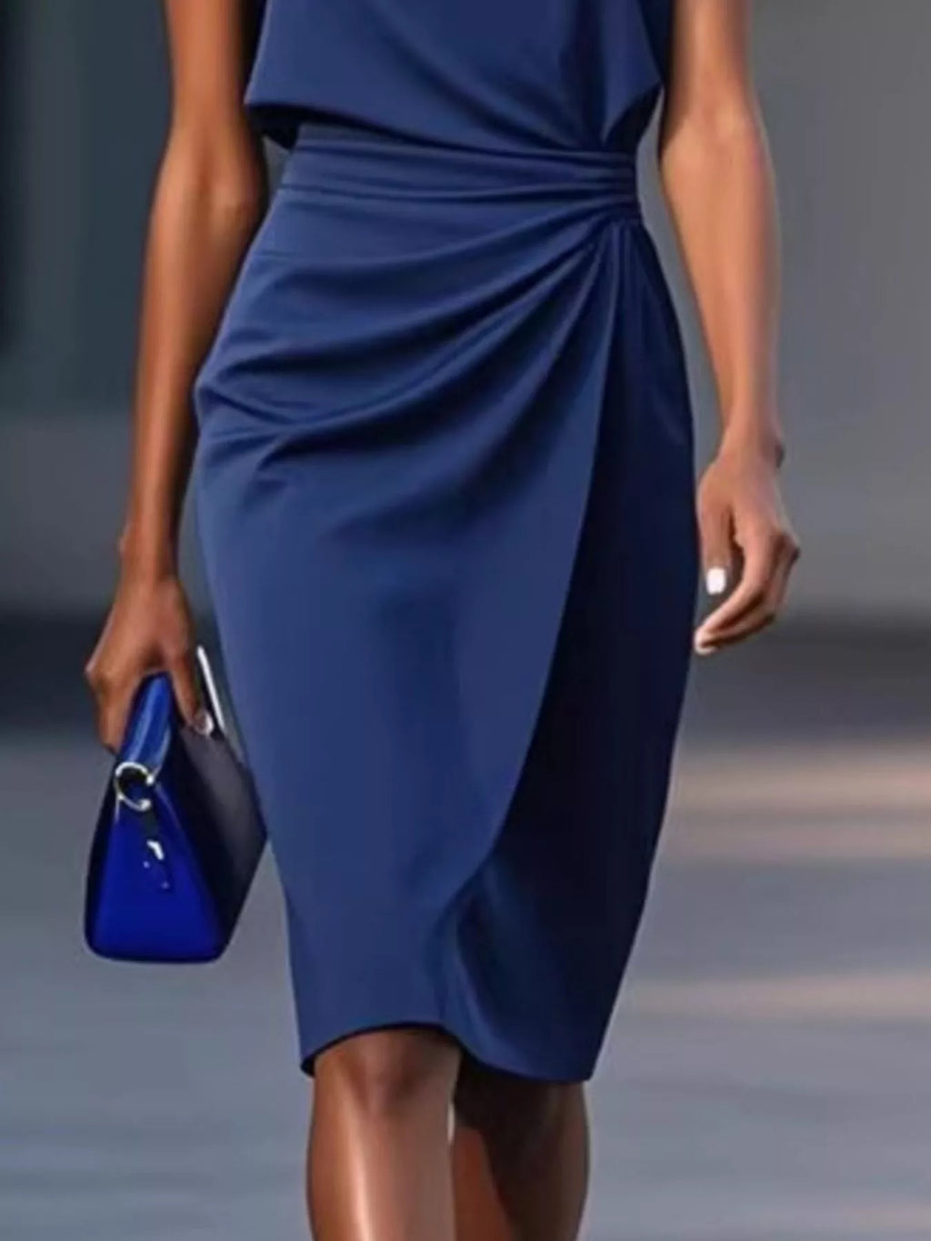 Ruched Waist Sleeveless Dress