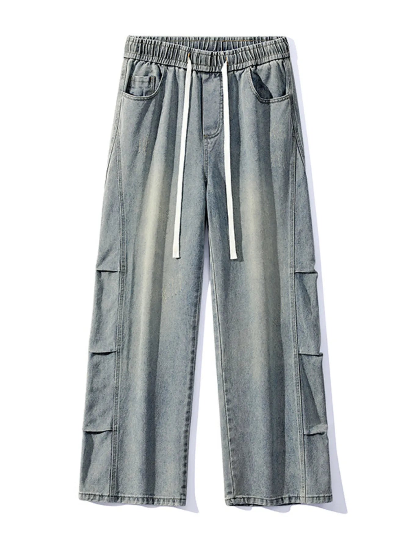 Men's Full Size Vintage Wash Wide Leg Jeans Plus Size