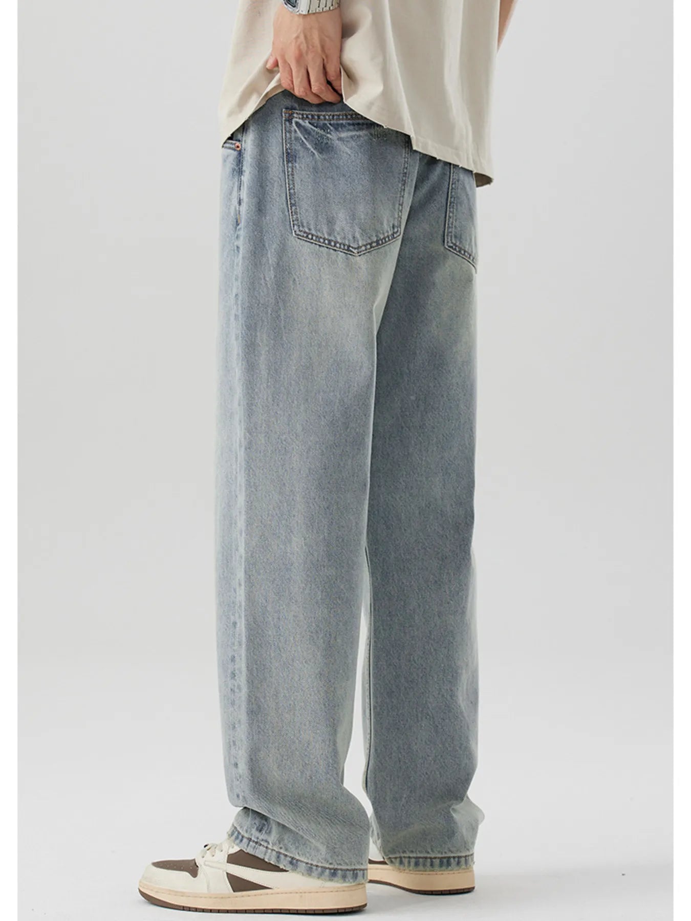 Men's Wash Wide Leg Jeans