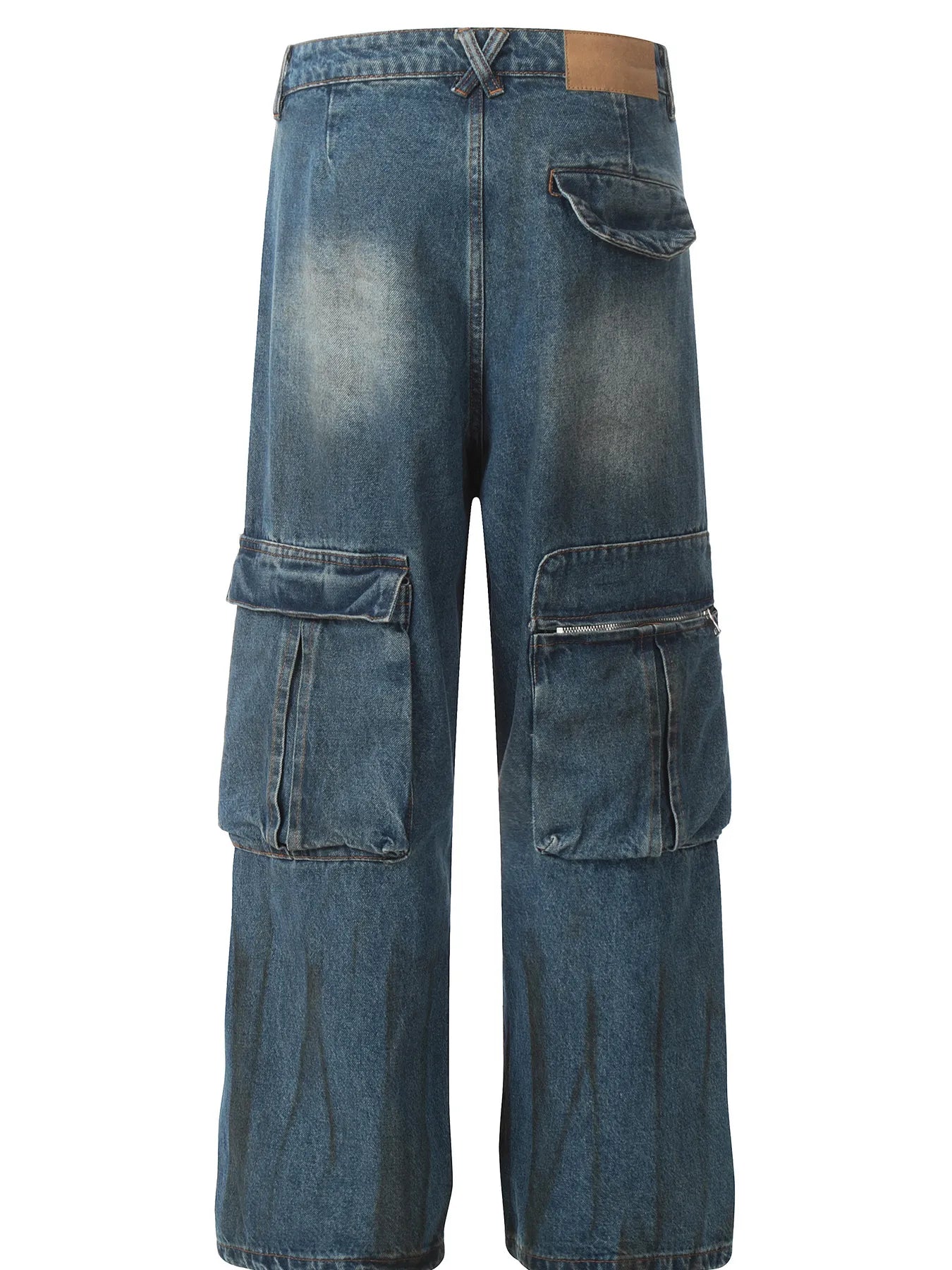 Men's Vintage Faded Multi-Pocket Cargo Jeans