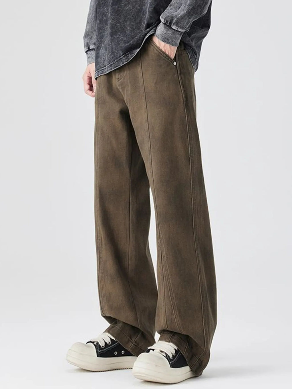 Men's Plus Size Vintage Wash Wide Leg Pants
