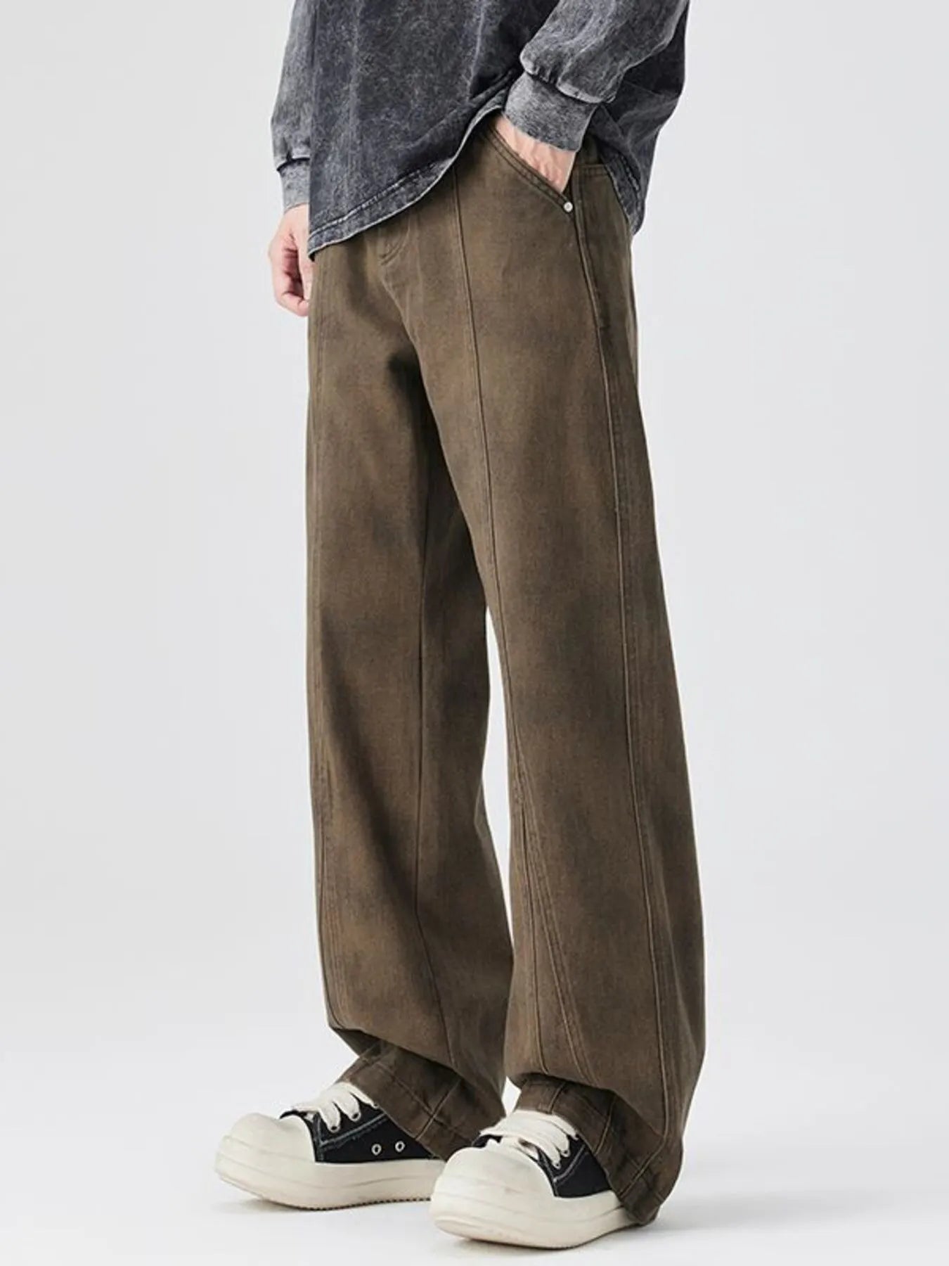 Men's Plus Size Vintage Wash Wide Leg Pants