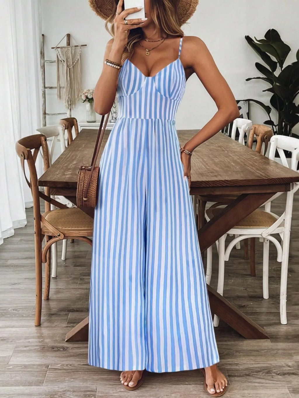 Spaghetti Strap Wide Leg Jumpsuit