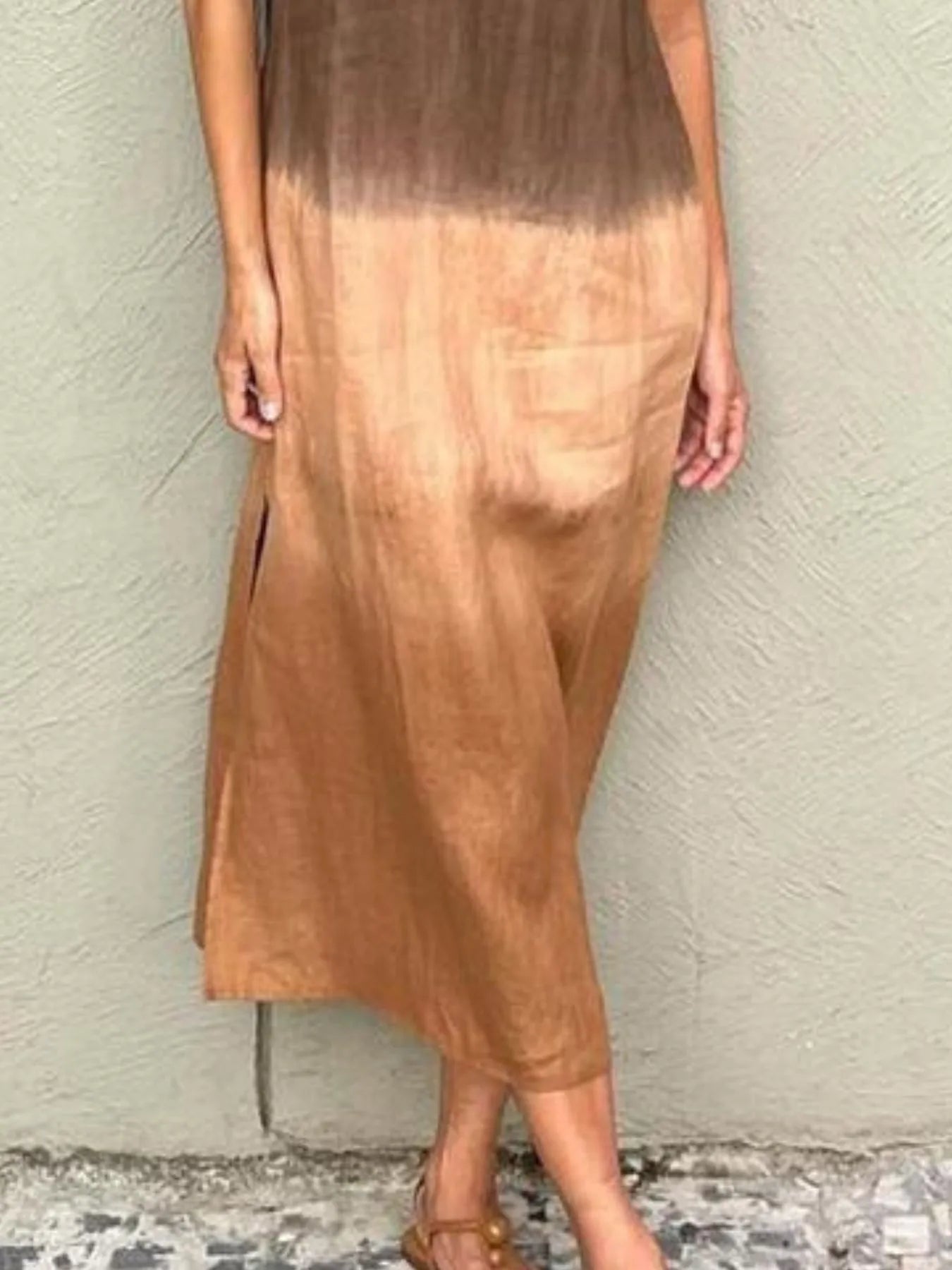 Full Size Sleeveless Gradient Tank Midi Dress Plus Size
