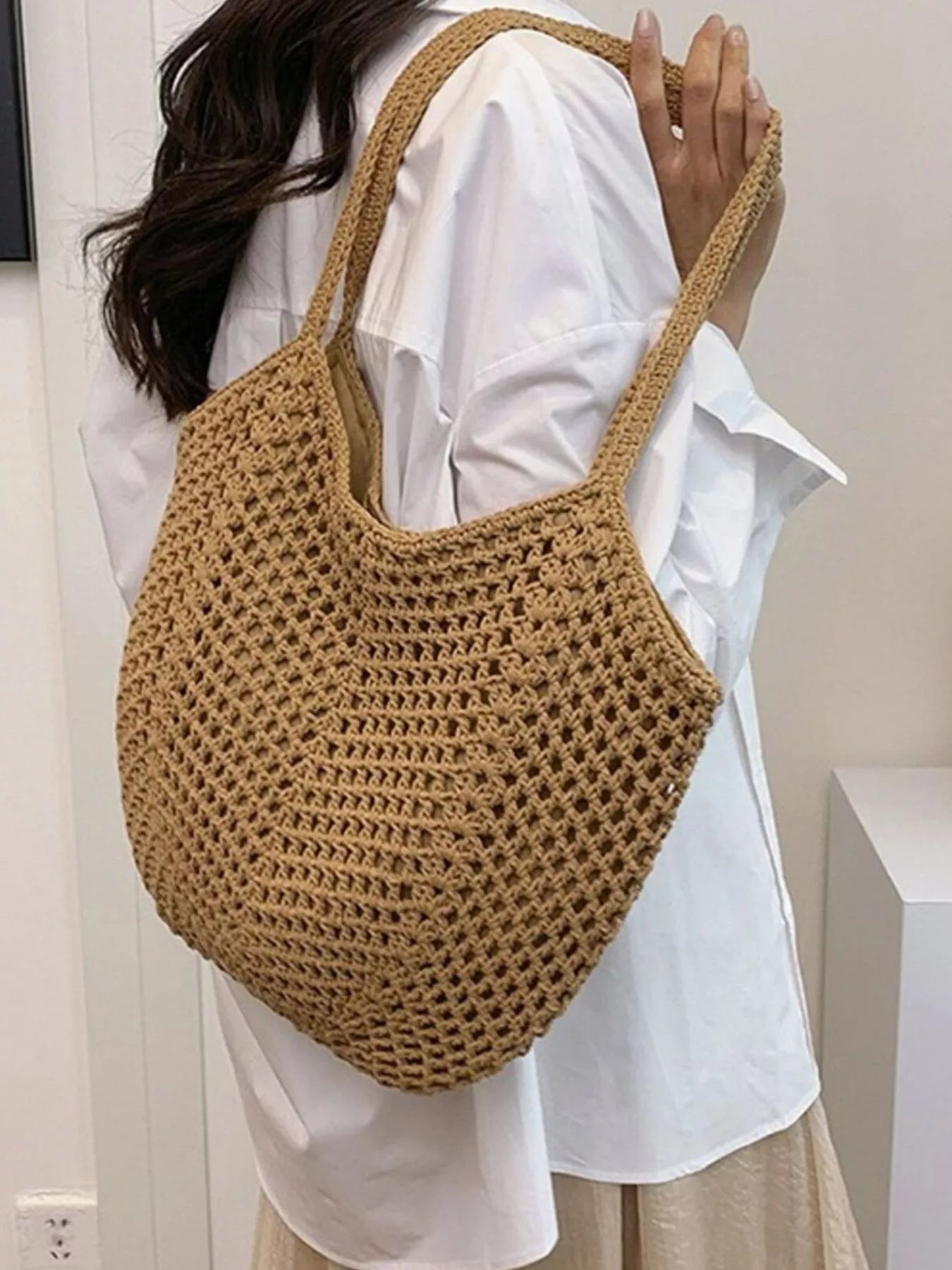 Woven Straw Shoulder Bag