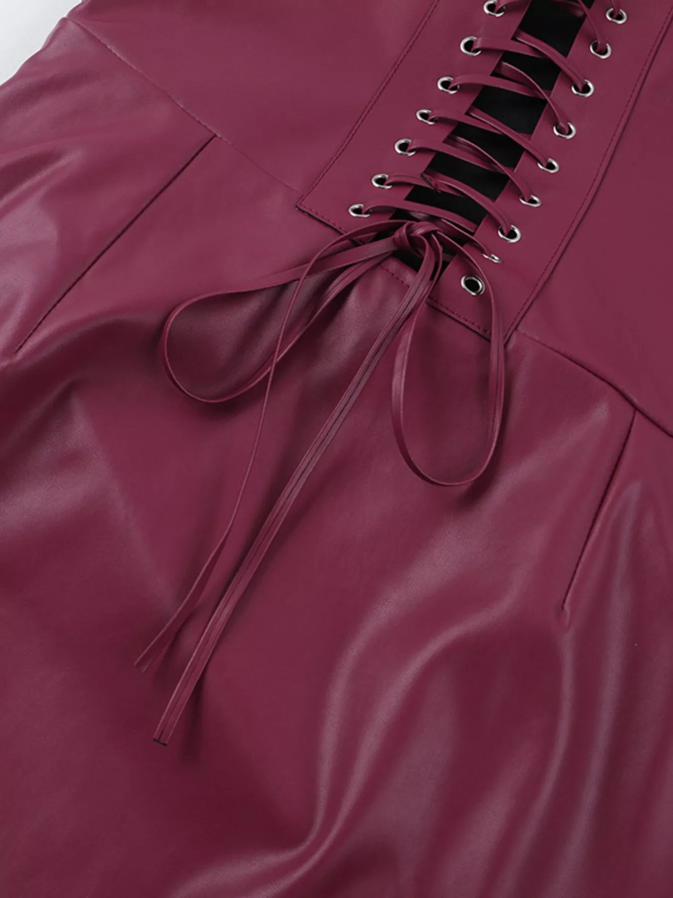 Sleeveless Faux Leather Bodycon Maxi Dress with Back Lace Up