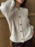 Cable Knit Button-Down Cardigan