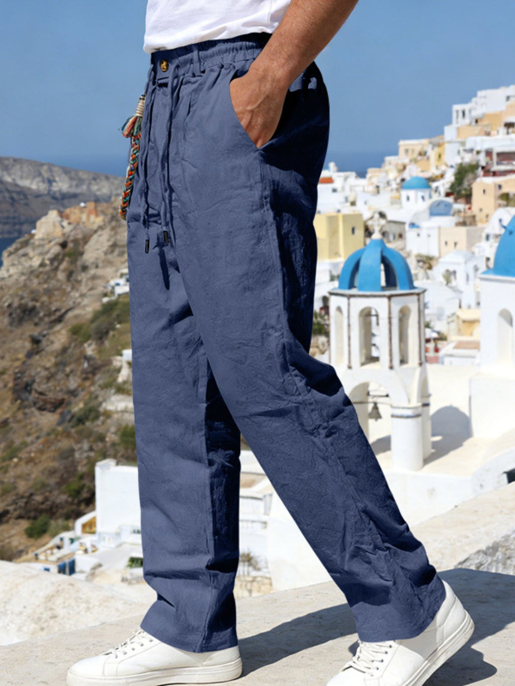 Men's Full Size Casual Drawstring Pants with Pockets Plus Size