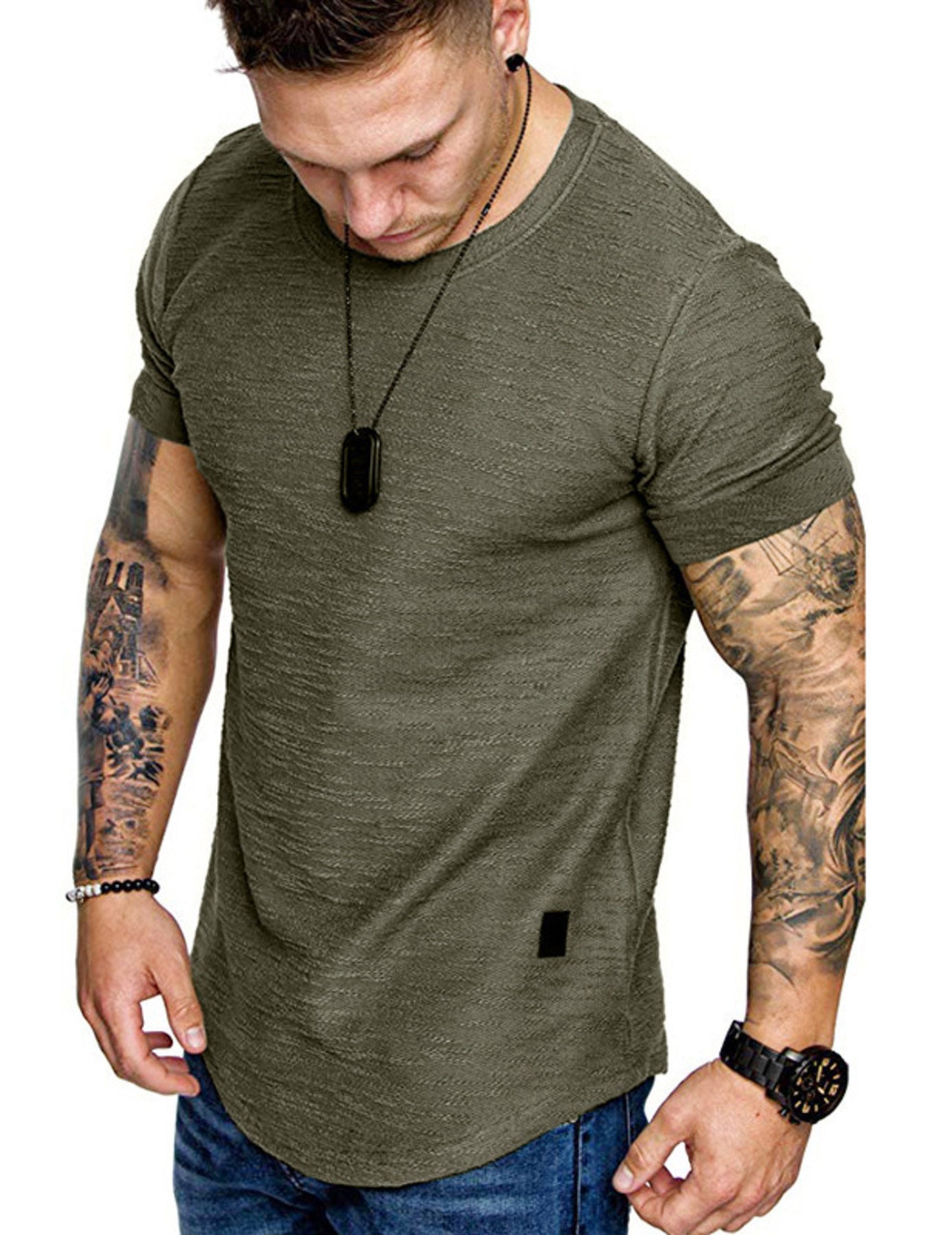 Men's Round Neck Slim Fit Casual T-Shirt