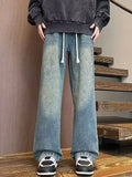 Men's Full Size Washed Wide Leg Jeans Plus Size