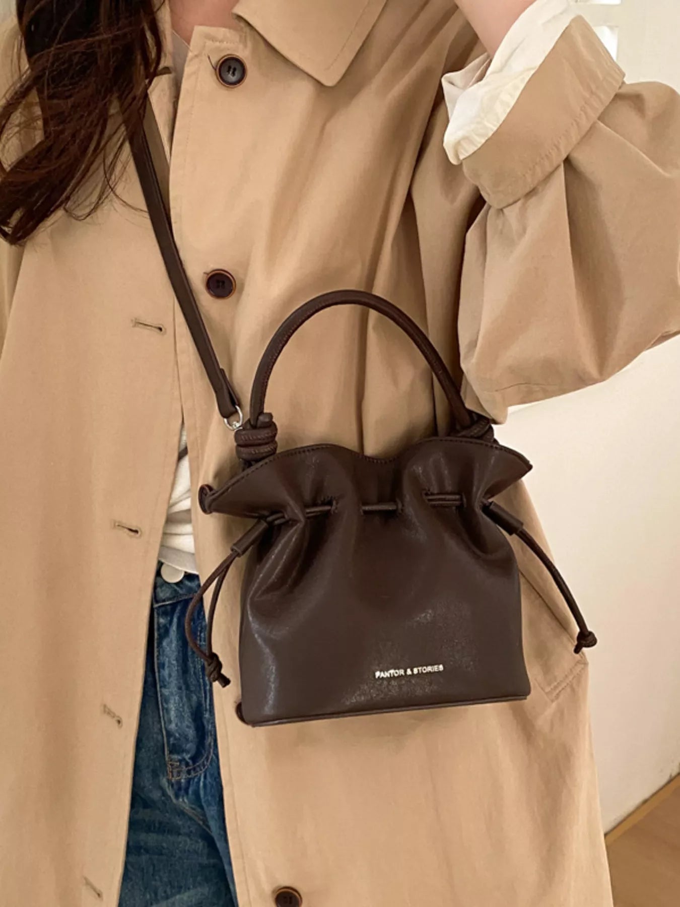Drawstring Bucket Crossbody Bag