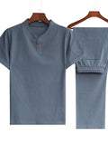 Men's Plus Size Casual Short Sleeve Top & Pants Set