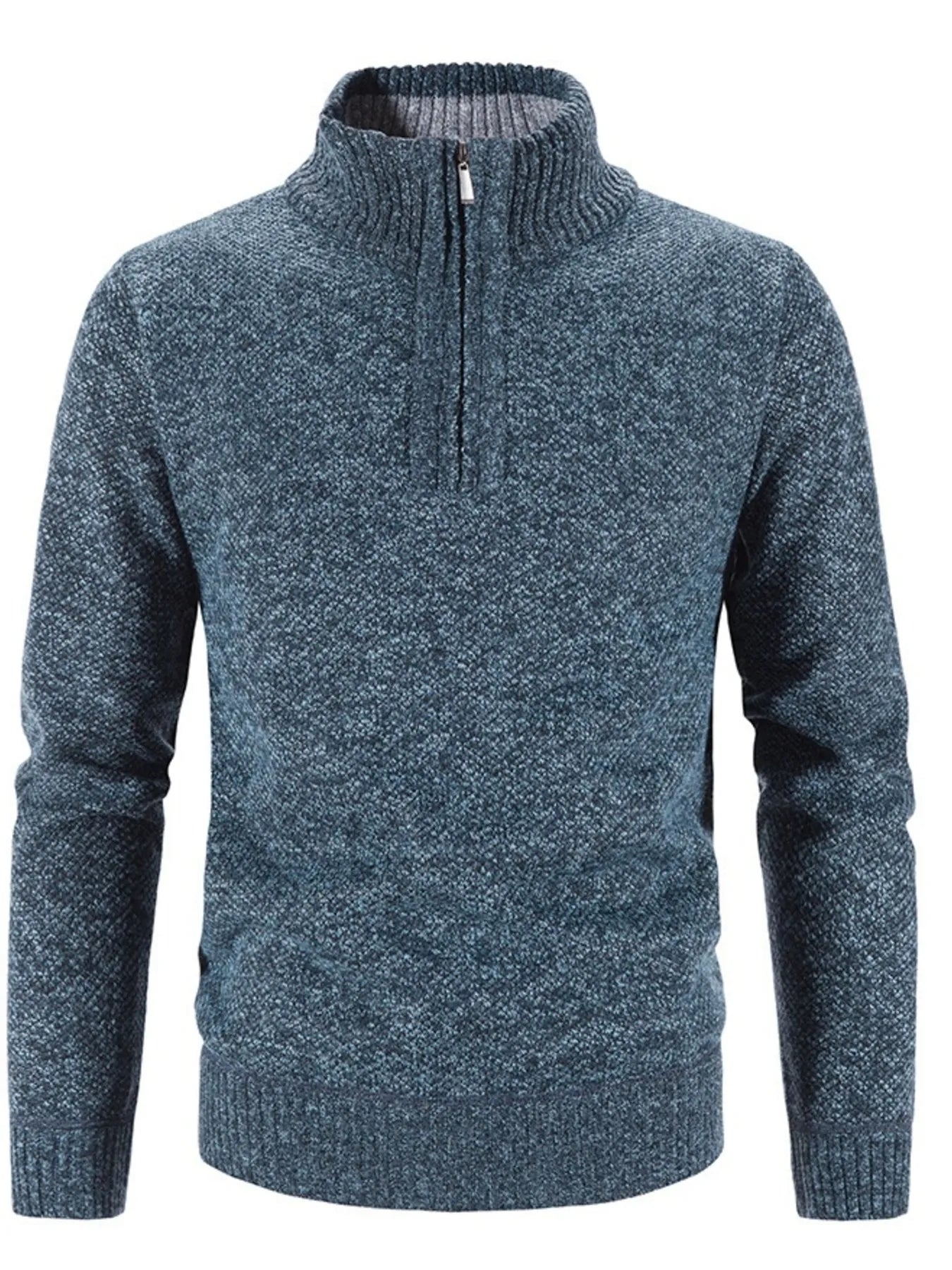 Men's Plus Size Quarter Zip Long Sleeve Sweater