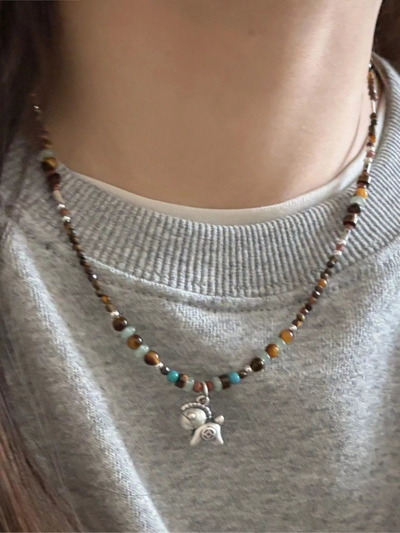 Beaded Horse Pendant Necklace