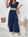V-Neck Wide Leg Jumpsuit