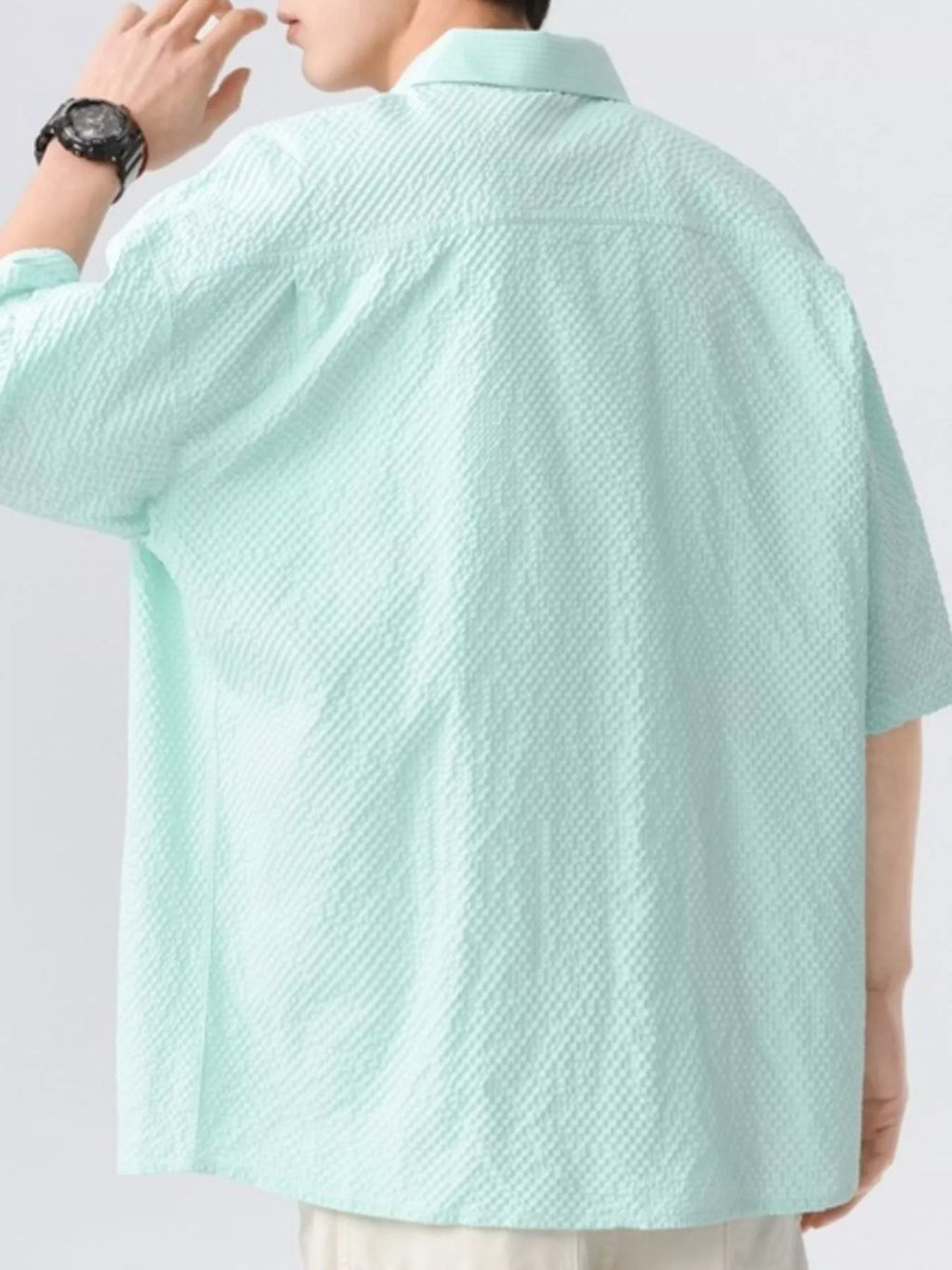 Men's Full Size Textured Short-Sleeve Shirt Plus Size