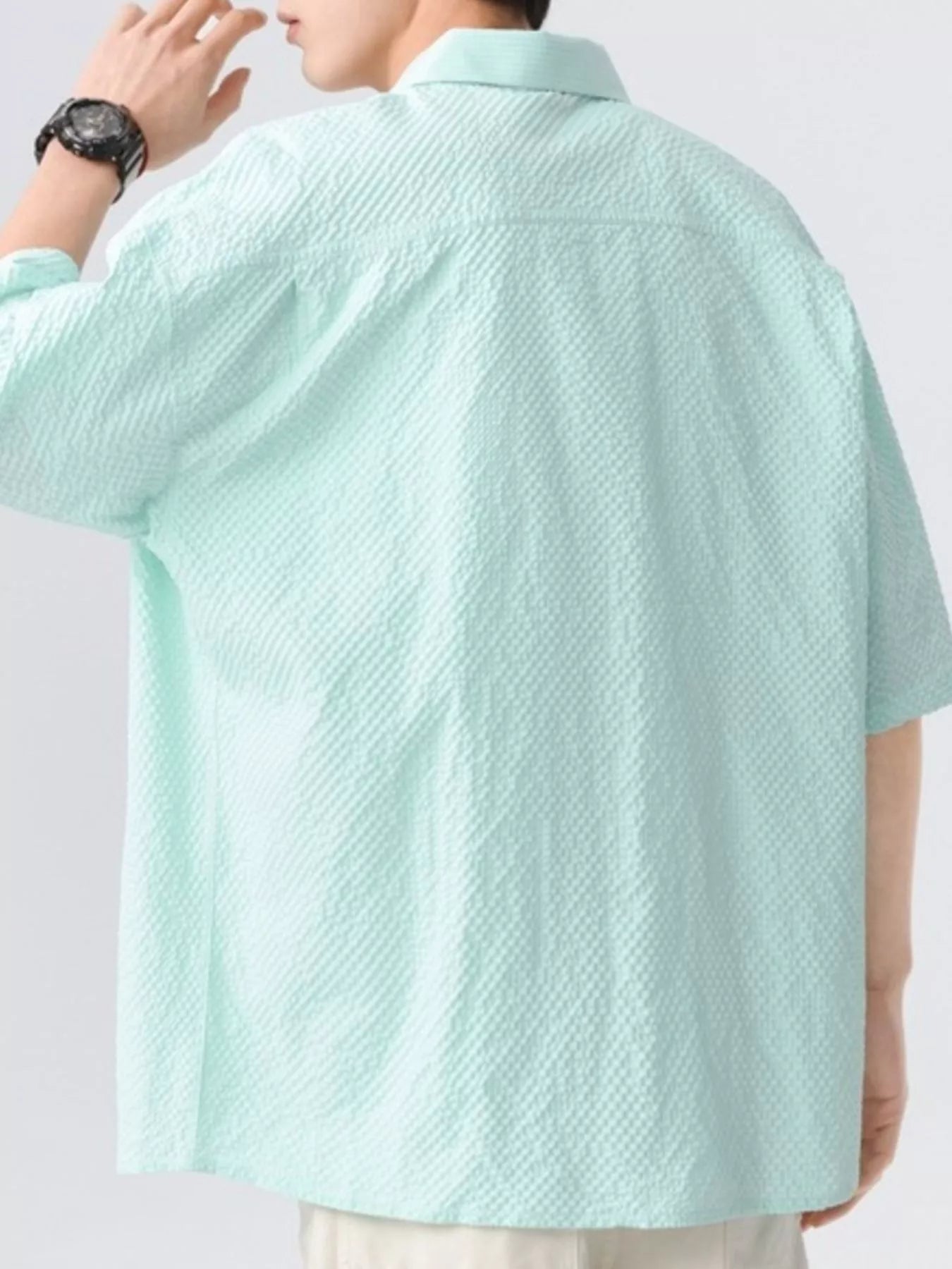 Men's Full Size Textured Short-Sleeve Shirt Plus Size