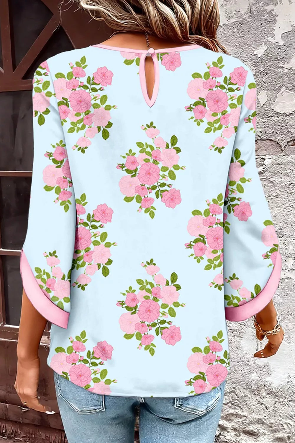 Floral Print 3/4 Sleeve Blouse