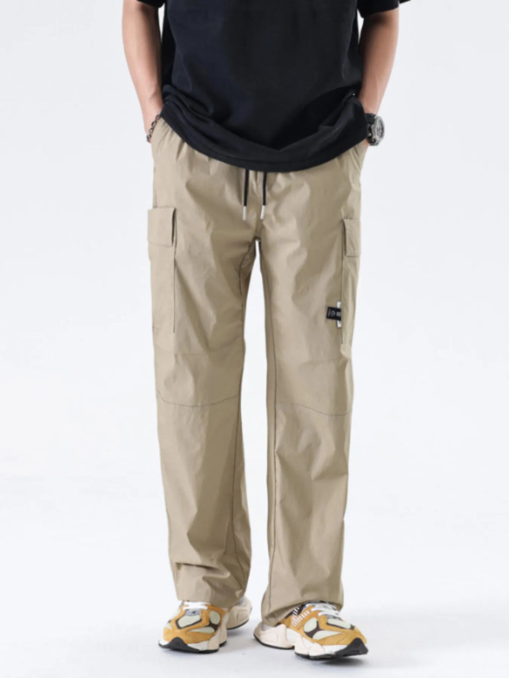 Men's Full Size Drawstring Wide Leg Cargo Pants Plus Size
