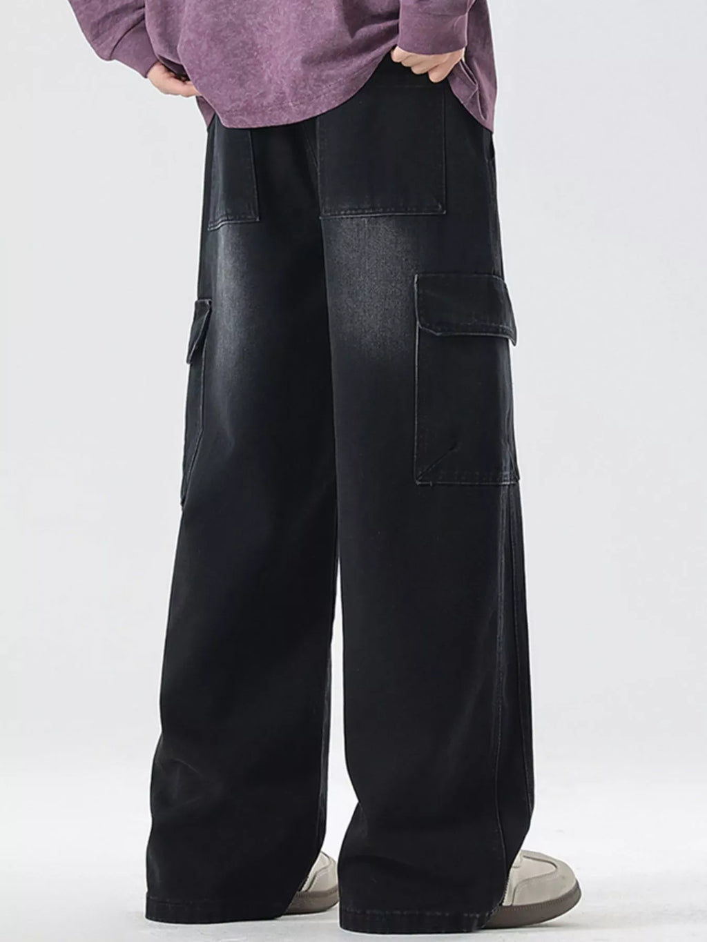 Men's Full Size Wash Wide Leg Cargo Jeans Plus Size